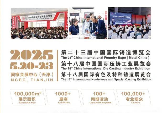 2025年第23屆中國國際鑄造博覽會將于5月20-23日在天津舉行(www.hnhuay.cn)